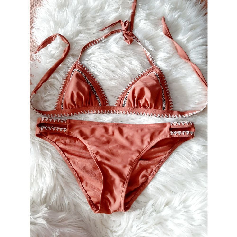 Xhilaration large embroidered orange bikini